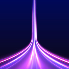 Poster - This graphic showcases the flow of high-speed data traffic, illuminated by neon light and dynamic light traces. The design reflects the concept of big data traffic streams.