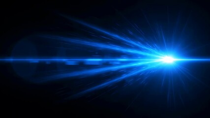 Poster - Bright blue light with optical flare effect. Futuristic space travel or digital data flow concept. High speed abstract background footage.