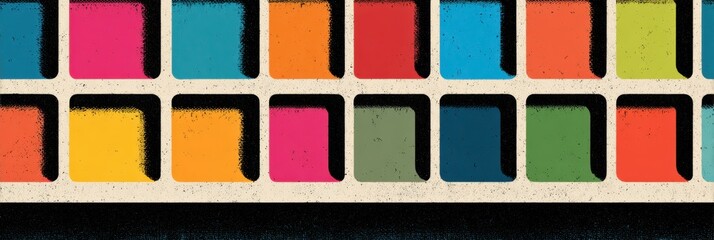 Poster - Retro-style Illustrated Bracket Grid Featuring Bold Colors and a Dedicated Area for Copy, Ideal for Creative Projects and Presentations