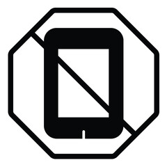 Poster - Turn off your phone solid icon, city museum concept. Vector graphics. Smartphone call forbidden sign on white background, style mobile or design.