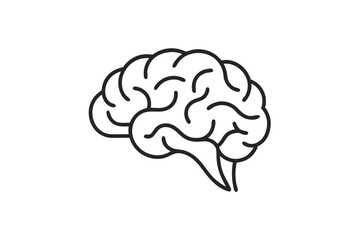 Poster - Single line brain silhouette with hand logo design isolated on transparent background