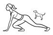 © Jolly J Icon - Single line drawing of a woman in downward facing dog yoga pose isolated on transparent background