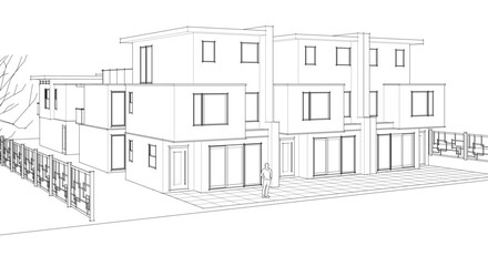 Fototapete - townhouse cottage town concept 3d illustration