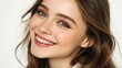 © MdTanvir - beautiful closeup portrait of a smiling young brunette woman with captivating eyes, radiant skin, and perfect lips, expressing pure happiness