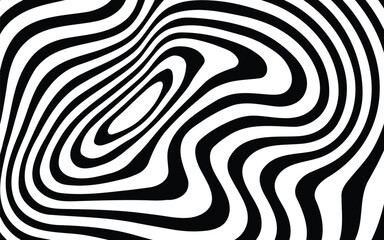 Poster - Vector abstract liquid lines wavy background. Simple black and white texture
