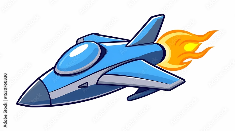 Flying Fast Cartoon Fast Blue Jet Plane Cartoon Illustration High-Speed Flight Design Stock ...