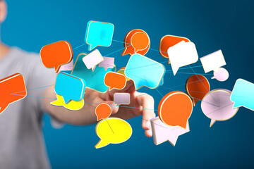 Poster - Abstract image of interconnected speech bubbles, symbolizing global communication and networking.