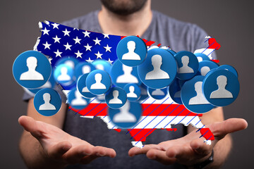 Aufkleber - Visual representation of a nationwide network, connecting individuals across the United States.