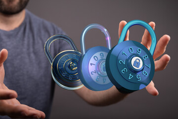 Aufkleber - Cybersecurity, data protection, online privacy, password management, encryption, secure access, digital safety.