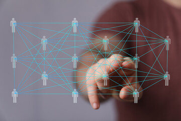 Aufkleber - Visual representation of interconnected people, symbolizing teamwork, networking, and global collaboration.