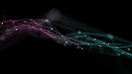 Wall Mural - abstract digital network visualization with connected glowing nodes and lines.