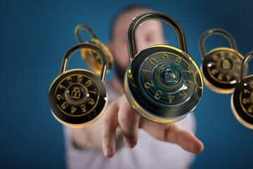 Poster - Cybersecurity, data protection, digital privacy, password security, online safety, network security, access control, encryption, secure, confidential, prot