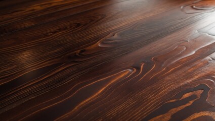 Poster - Brown varnished wood fragment serving as a background