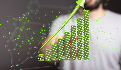 Aufkleber - Visual representation of business growth, showing upward trend and profit increase.