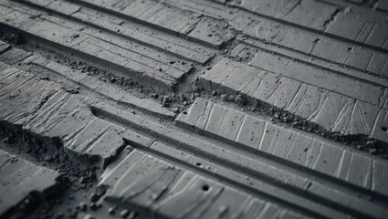 Poster - Close-up of a weathered concrete wall displaying scratches and layered textures.