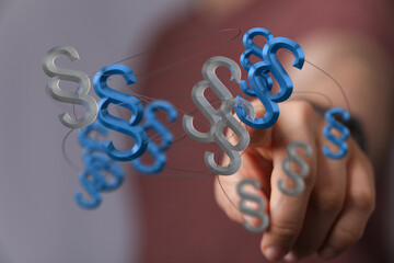 Aufkleber - Abstract 3D rendering of legal paragraph symbols. Perfect for law, justice, and contract concepts.