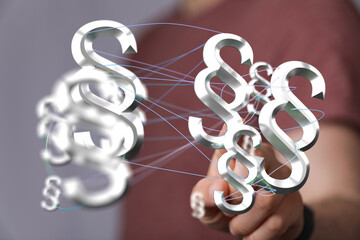Aufkleber - Abstract image of interconnected paragraph symbols, representing legal networks, law, and regulations.