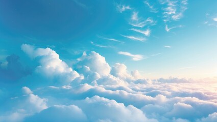 Wall Mural - Blue Sky with white cloud and clear abstract. Stunning air sunlight accompanied by vibrant clouds.
