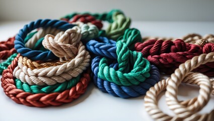Poster - Colorful braided ropes displayed on a white background. As a guiding concept, harmony.