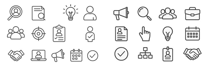 Leinwandbilder - Icons representing various professional activities commonly used in business presentations and productivity tools