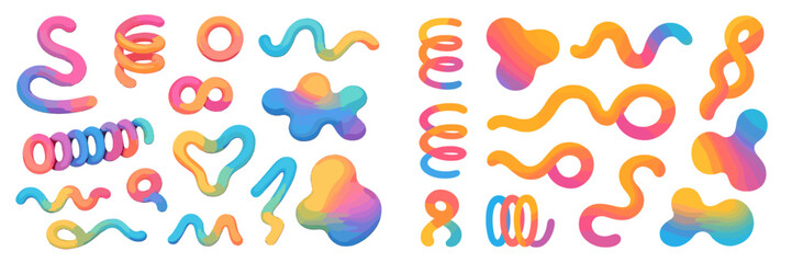 Fototapete - Colorful abstract shapes in vibrant gradient hues on a white background creating a playful and modern design
