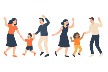 Poster - Families enjoy a joyful dance together in a bright and cheerful atmosphere