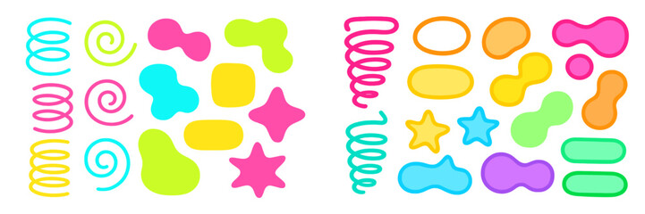 Poster - Colorful abstract shapes and doodles for creative design projects at a digital art studio