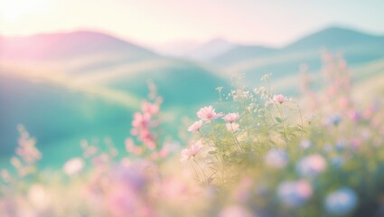 Wall Mural - Blurred cosmos field set against a sky background