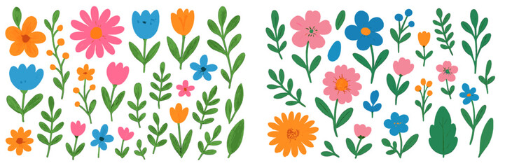 Poster - Vibrant floral arrangement showcasing a variety of flowers and greenery with a playful design ideal for spring themes