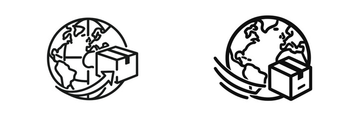 Poster - Delivery service icons representing global shipping and logistics with boxes around the Earth