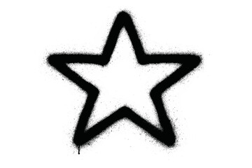 Fototapete - Artistic black star silhouette created with spray paint on a white background at an urban art space