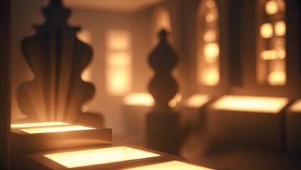 Poster - BLURRED CITY RESTAURANT INTERIOR AT NIGHT, DARK LUXURY BACKGROUND featuring a sophisticated ambiance.