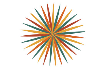 Poster - Colorful geometric starburst design with orange, green, and yellow accents suitable for various creative projects
