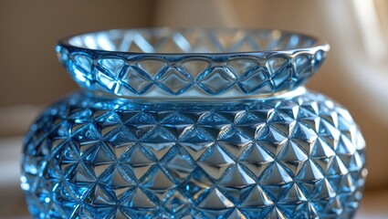 Poster - Blue and black geometric ceramic pattern featuring modern design elements.