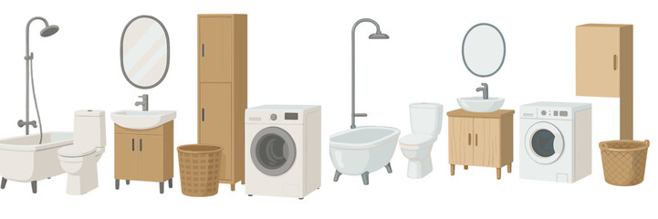 Aufkleber - Modern bathroom and laundry design elements arranged for functionality and style