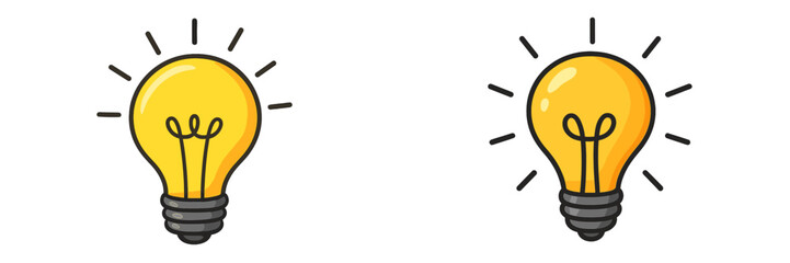 Aufkleber - Brightly colored light bulbs symbolize creativity and ideas in a simple illustration designed for inspiration or education purposes