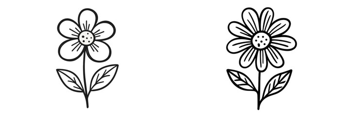 Poster - Two simple line drawings of flowers against a white background showcasing different designs and features