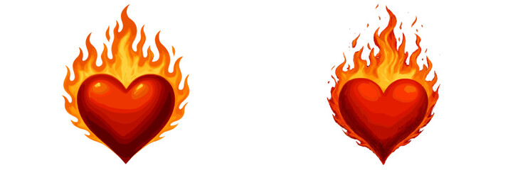 Fototapete - Flaming hearts symbolizing passion and love during summer celebrations in an artistic design