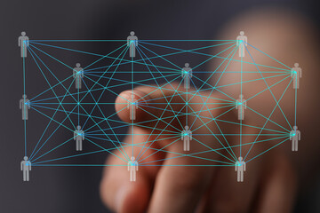 Poster - Abstract image of a network connection showing people interconnected globally.