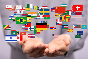 Aufkleber - Image of many national flags connected, symbolizing global unity and international relations.
