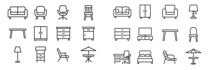 Poster - Line art of various furniture designs suitable for interior decoration ideas in modern homes