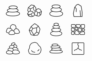 Leinwandbilder - Various rock and stone designs arranged in a grid pattern for educational and artistic purposes