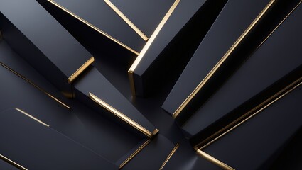 Poster - Abstract design featuring blue and gold colors set against a black background