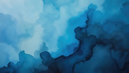 Poster - Abstract blue watercolor with stains. Background in blue and turquoise with ample space for text.