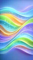Poster - Colorful waves flow in abstract style, showcasing soft gradients of blue, green, orange, and purple. Suitable for digital art, graphic design, multimedia projects