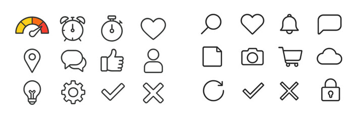 Poster - Different icons representing various concepts including time, communication, and security arranged in a cohesive layout