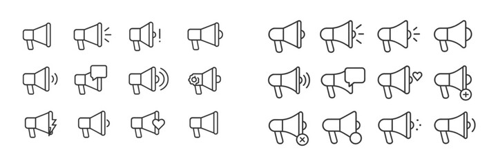 Aufkleber - Various speaker icons representing different audio signals and notifications created in a minimalistic design style