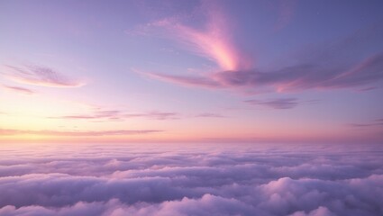 Wall Mural - a peaceful sky at dusk featuring gentle pastel hues and fluffy clouds spread across the horizon.