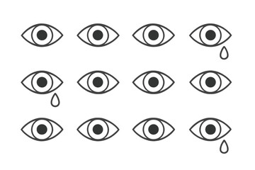 Aufkleber - Expressions of emotion represented through eye symbols, showcasing various states including sadness and normalcy