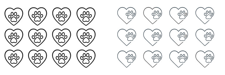 Aufkleber - Creative pattern of paw prints and hearts designed for pet lovers, showcasing affection and joy for animals